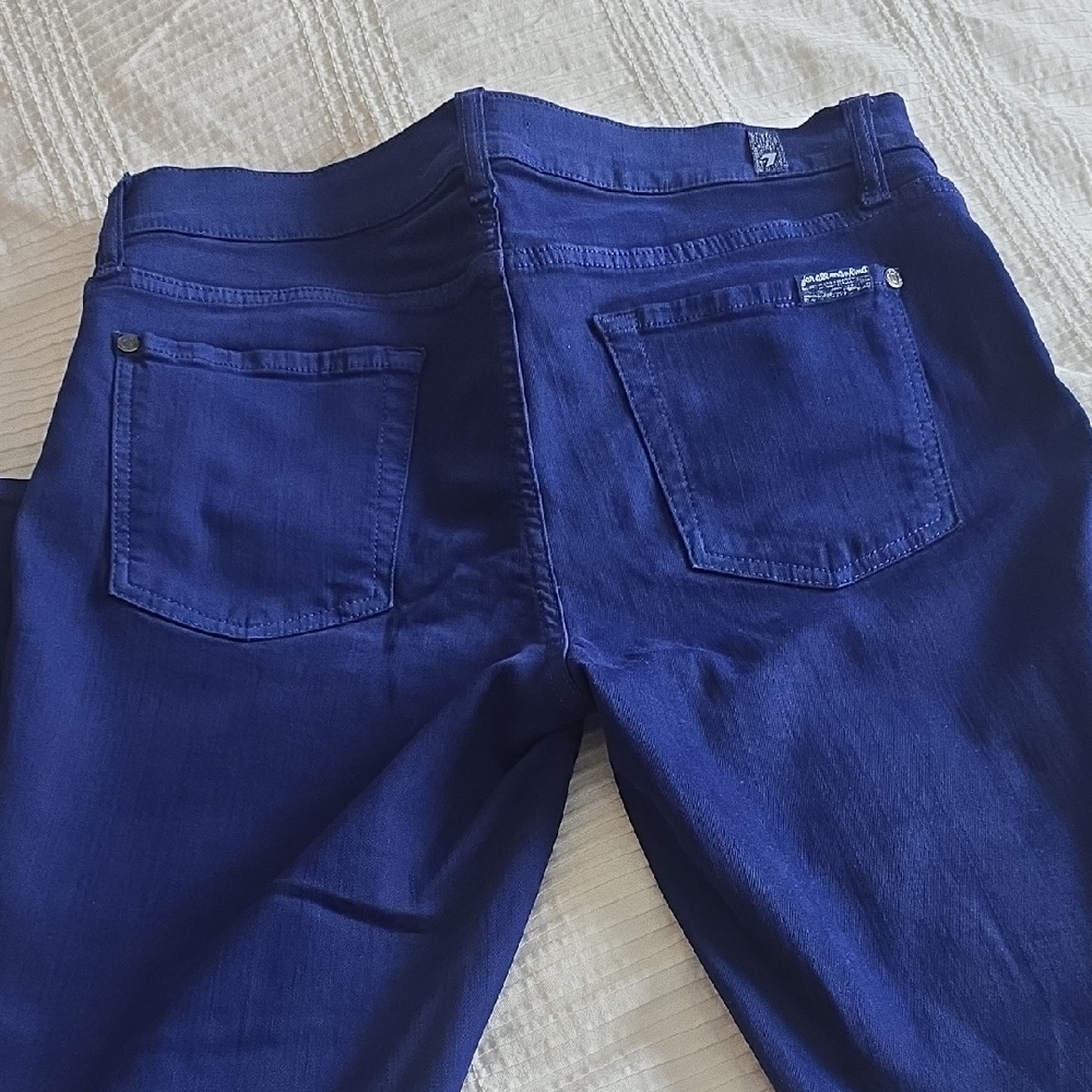 7 For All Mankind Blue Skinny Jeans Size 30